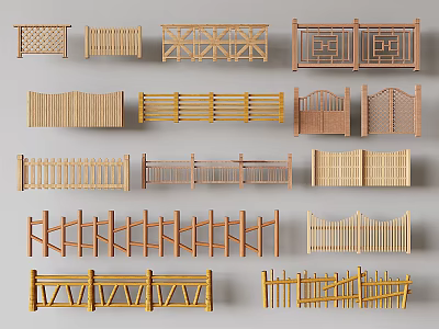Various Stylish Railings with Different Patterns and Designs Collection 3d model