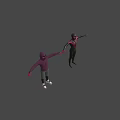 Game Movie Characters 3D Models Purple Hoodie Green Shorts Black and Red Suit Arms Outstretched