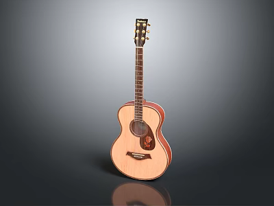 Acoustic Guitar With Wooden Body And Steel Strings For Music Lovers 3d model