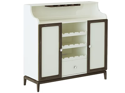 Modern White And Dark Brown Shoe Cabinet With Glass Doors Open Shelves And Bottom Drawer 3d model