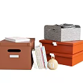 Practical Storage Boxes for Home Organization with Brown Orange Gray Lids and Books Decorative Ball
