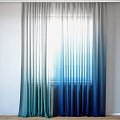 Modern Sheer Gradient Blue Green Curtains Filtering Soft Bright Window Light 3d model