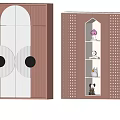 Modern Wardrobe Design With Wooden Panels Round Handles And Perforated Shelves Storage