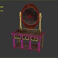 Elegant Classic Wooden Dressing Table with Oval Mirror and Drawers