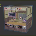 Pixel Art Judo Dojo Scenery In Cube Display With Arcade Style Elements