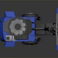 Blue Push Lawn Mower With Engine Wheels And Blue Handle Design Structure 3d model