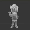 Cartoon Style Game Movie Character Boy Wearing Blue Hoodie Gray Pants White Shoes Three Angles