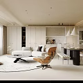 Modern Living And Dining Room Interior With White Sofa TV Artwork And Plants