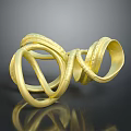 Decorative Golden Intertwined Metal Rings With Textured Surfaces And Shiny Finish