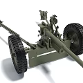 Vintage Military Field Artillery With Large Wheels And Long Green Barrel