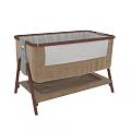 Baby Bassinet With Wooden Frame Textured Fabric And Lower Storage Shelf Design