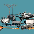 3D Models of Airport Ground Equipment Featuring Airplane Towing Truck and Baggage Cart