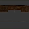 Traditional Wooden Desk With Decorative Drawers And Geometric Lattice Lower Shelf