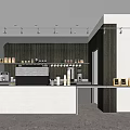 Modern Milk Tea Shop Interior With Open Bar Counter Coffee Machine And Ingredient Shelves