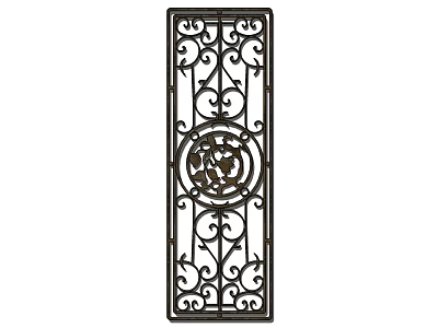 Intricate Scroll Pattern Iron Room Divider with Central Circular Floral Design for Home Decoration 3d model
