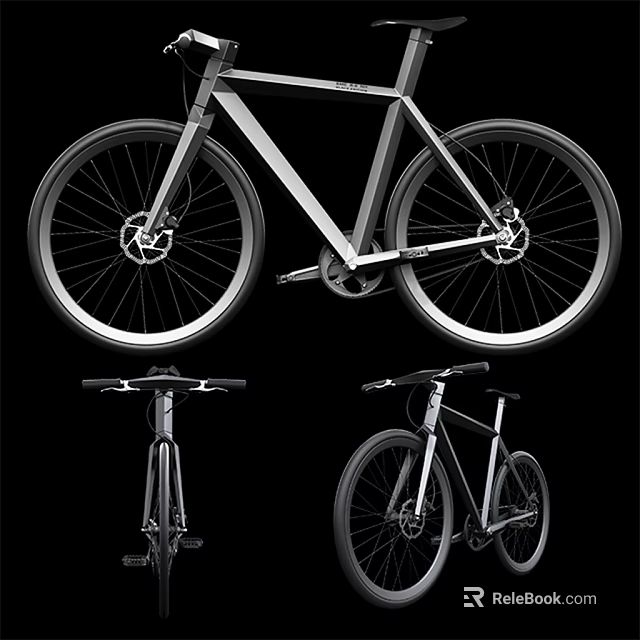 Contemporary Bicycle With Stylish Aluminum Frame And Black Wheels Shown In Multiple Angles 3d model 
