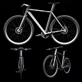 Contemporary Bicycle With Stylish Aluminum Frame And Black Wheels Shown In Multiple Angles