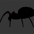 Black Spider With Red Glowing Eyes And Spherical Body Red Patterns Long Thin Legs
