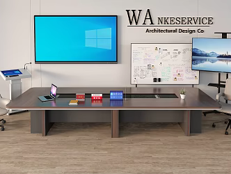 Meeting room table and chair display all-in-one table board 3d model