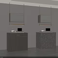 Modern Wooden And Stone Textured Sideboards With Wall Mounted Cabinets And Decorative Items