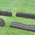 Stone Wood Long Strips With Natural Textured Surface Displayed On Green Grass