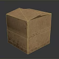 Open Brown Corrugated Cardboard Box With Cube Shape And Lifted Lid