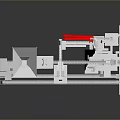 Industrial Mechanical Device With White Structure And Red Conveyor Components