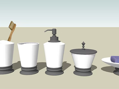 Essential Bathroom Accessories Set With Toothbrush Holder Soap Dispenser And Soap Dish 3d model