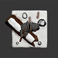 3D Armored Man Figure Holding Axe Standing On Snow Covered Base