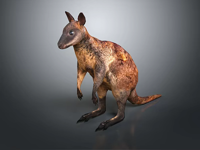 Realistic Reptile Standing With Brown Yellow Scales On Gray Background 3d model