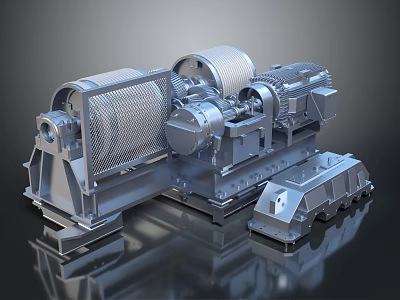 Industrial Heavy Duty Machinery With Metal Drum Gears And Motor Components 3d model