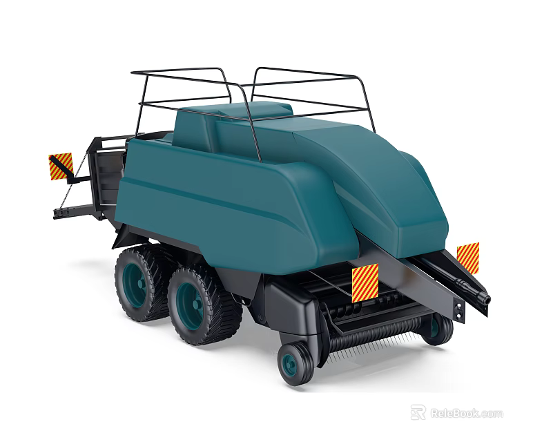 Teal Functional Agricultural Vehicle With Roll Bars Rear Mechanism And Orange Reflectors 3d model 