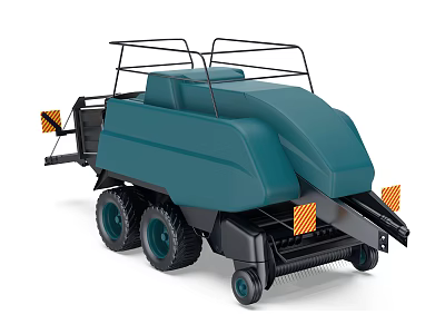 Teal Functional Agricultural Vehicle With Roll Bars Rear Mechanism And Orange Reflectors 3d model