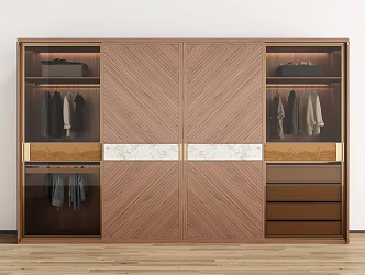 New Chinese Style Wardrobe Custom Wardrobe Glass Wardrobe Finished Wardrobe Bedroom Wardrobe 3d model