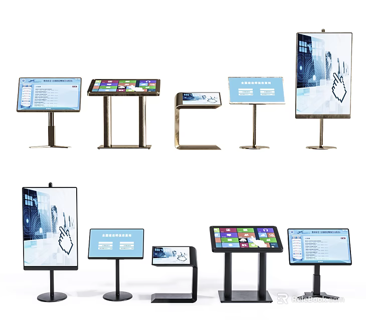 Public Facility Digital Information Display Screens With Touchscreen And Various Designs 3d model 