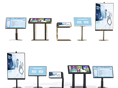 Public Facility Digital Information Display Screens With Touchscreen And Various Designs 3d model