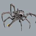3D Rendered Fantasy Creature With Spider Like Legs Spiked Back And Yellow Bulbous Tail