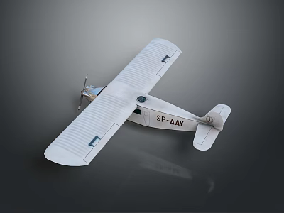 White Vintage Biplane Model with SP-AAY Markings on Static Display Stand 3d model