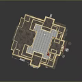 Traditional Square Architecture With Central Courtyard Multi Level Structure And Geometric Floor Pattern