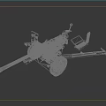 Military Field Cannon With Long Barrel Wheels And Mounted Ammunition Box