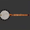 Carved Decorative Banjo With White Head And Orange Neck For Household Use