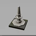 Stone Obelisk Landscape Component with Hexagonal Base and Square Platform on Grass and Stone Ground 3d model