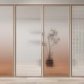 Modern Glass Room Dividers With Gold Frame And Various Glass Patterns