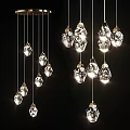Modern Multiple Transparent Glass Pendant Lights Hanging In Decorative Bulb Shaped Design