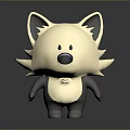 Cute Cartoon Style Wolf Doll With Light Body Dark Ears Limbs Standing On Dark Background