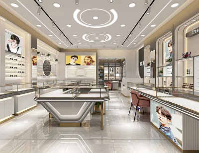 Elegant Modern Jewelry Store Interior With Glass Display Counters And Bright Lighting 3d model