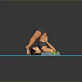 Human Organ And Hair Demonstration In Downward Dog Yoga Pose On Blue Mat