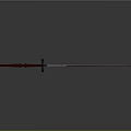 Medieval Sword With Red Hilt Black Guard And Blue Spiral Blade