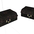 Decorative Ornament Set With Two Vintage Wooden Boxes Metal Clasps And Textured Design