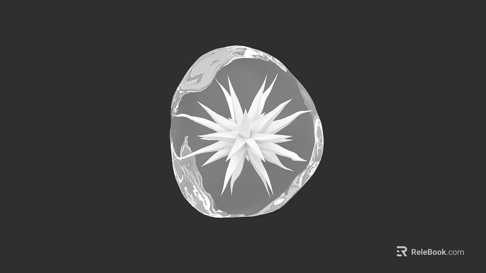 Intricate Star Shaped Crystal Sculpture With Transparent Glass Carving Design 3d model 